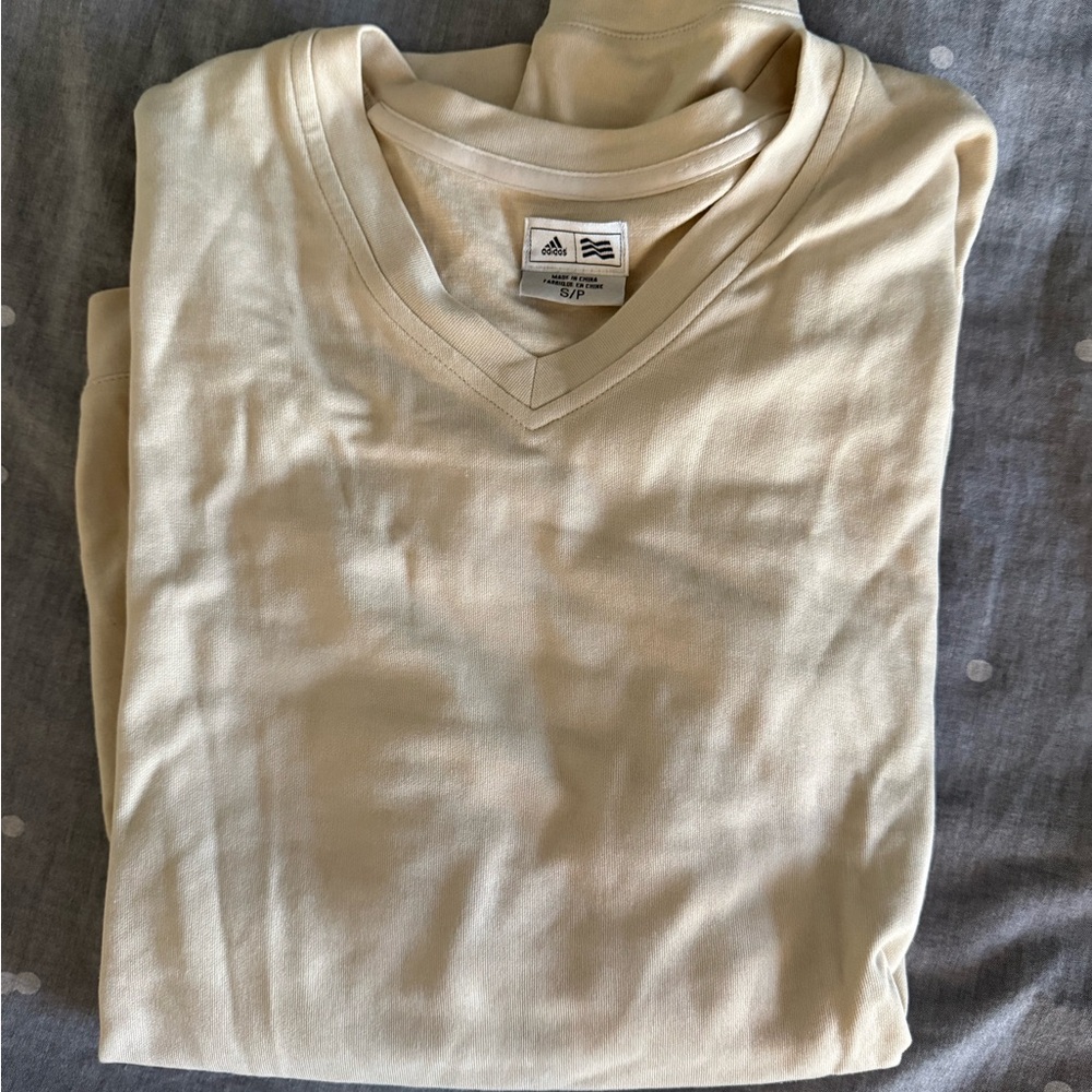 Adidas Men's Beige V-Neck Sweater S small